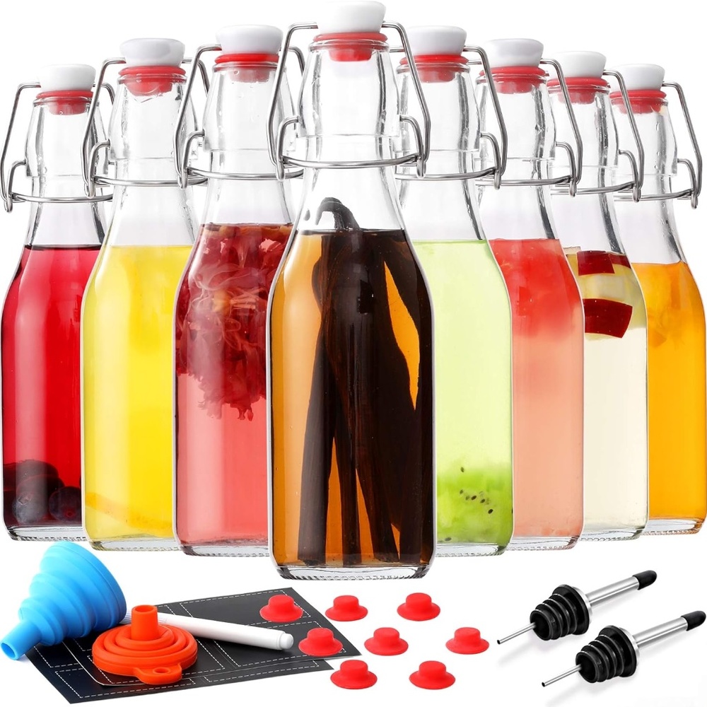 8 Pack - Swing Top Glass Bottles 8.5 oz Airtight Brewing Bottle for Storage